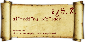Örmény Káldor névjegykártya